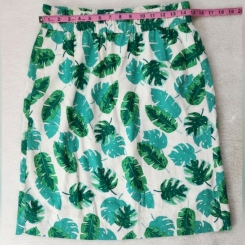 NWT J. Crew Linen Blend Tropical Monstera Print Pull On Skirt - Picture 5 of 8
